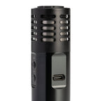 an electronic device with a black cover on a white background