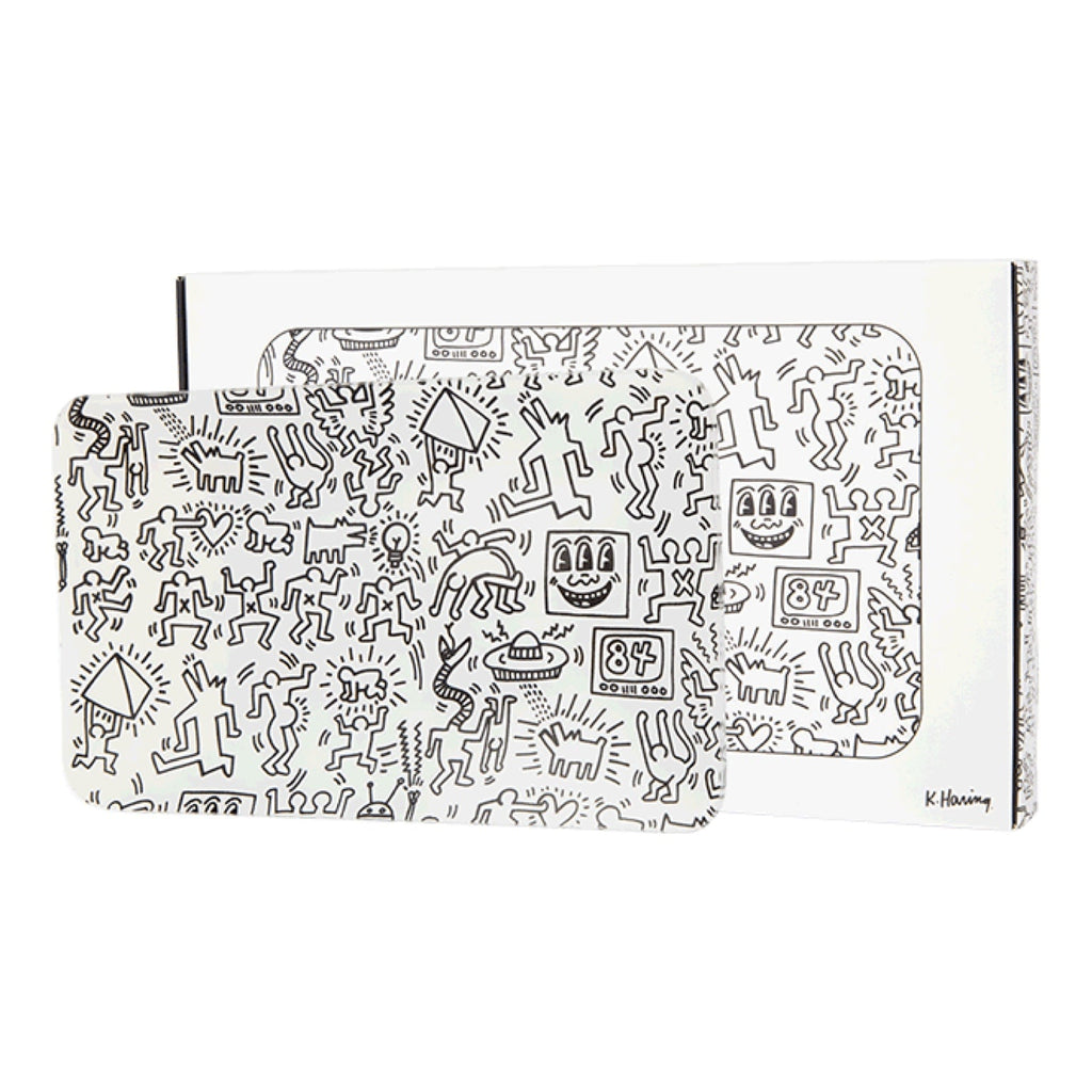 K. Haring Glass Rolling Tray - Black & White