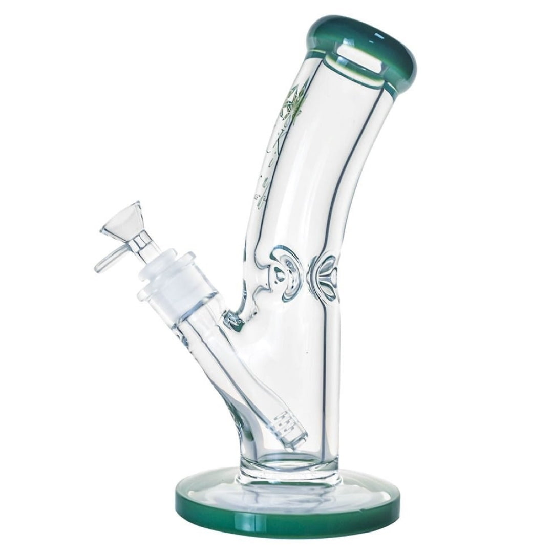 10 inch Thick Glass Bent Neck Straight Tube Bong