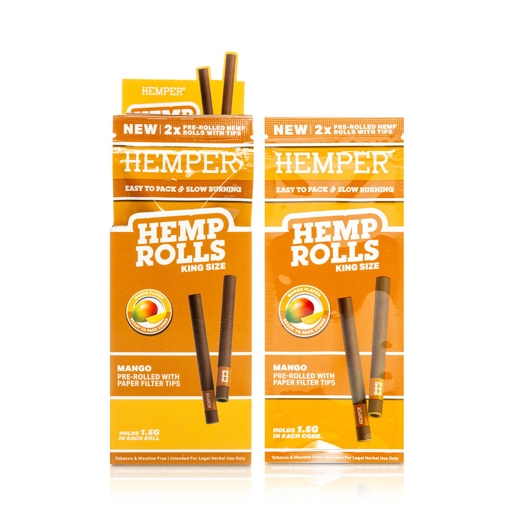 Pre-Rolled King Size Paper Tip Hemp Rolls | 2PK Display