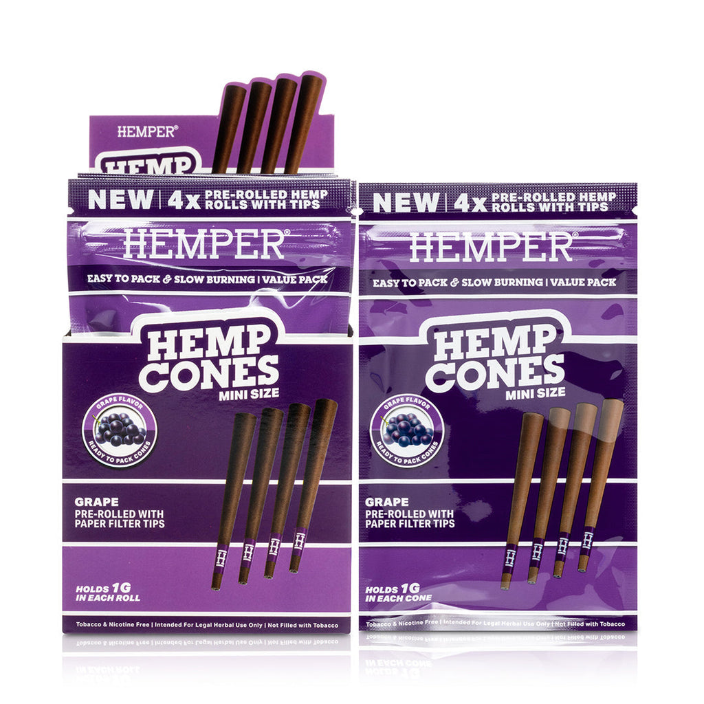 Pre-Rolled Mini Size Paper Tip Hemp Cones | 4PK Display