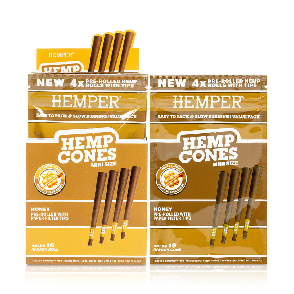 Pre-Rolled Mini Size Paper Tip Hemp Cones | 4PK Display