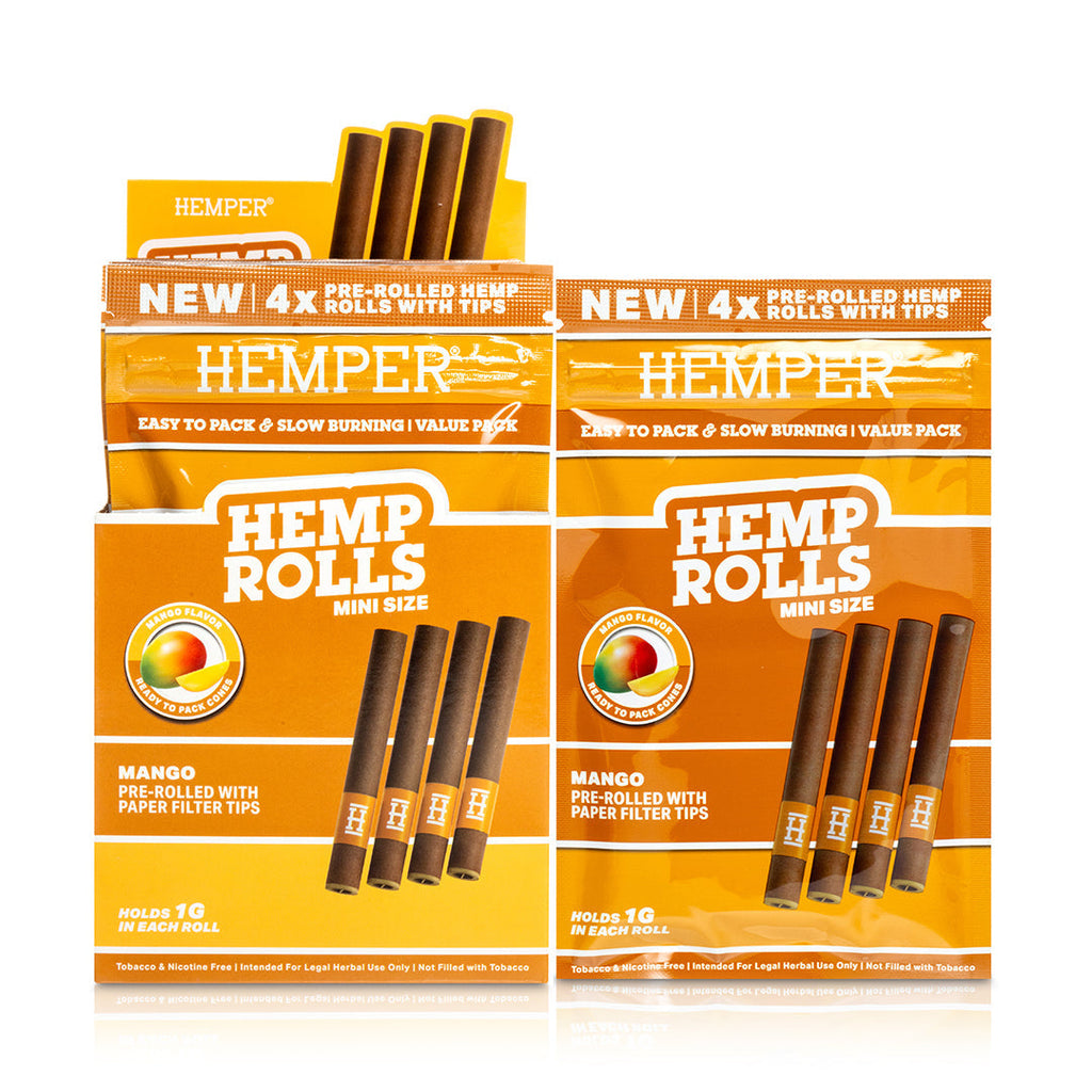 Pre-Rolled Mini Size Paper Tip Hemp Rolls | 4PK Display