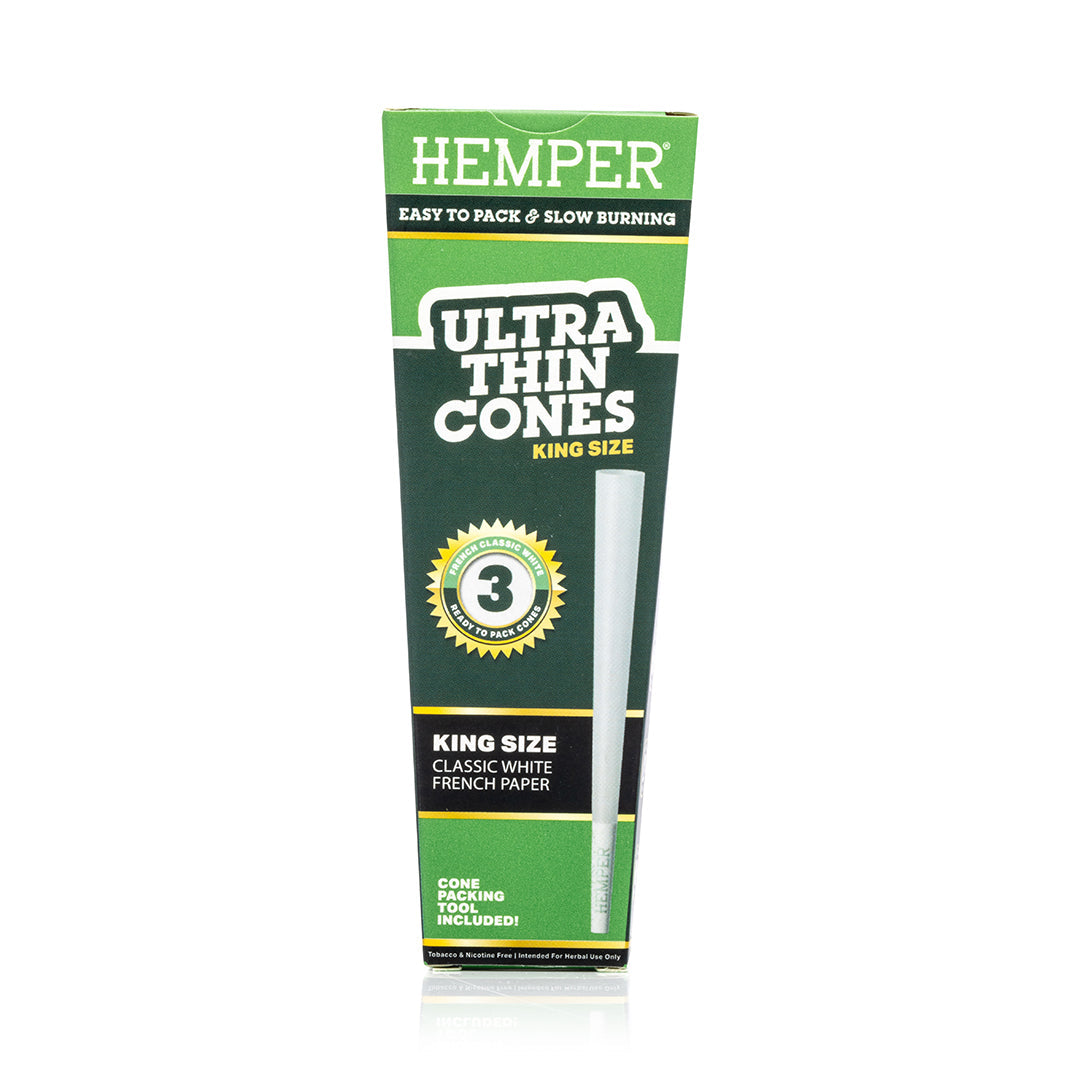 Ultra Thin Pre-Rolled Cones French White Paper - 3 Pack - King Size